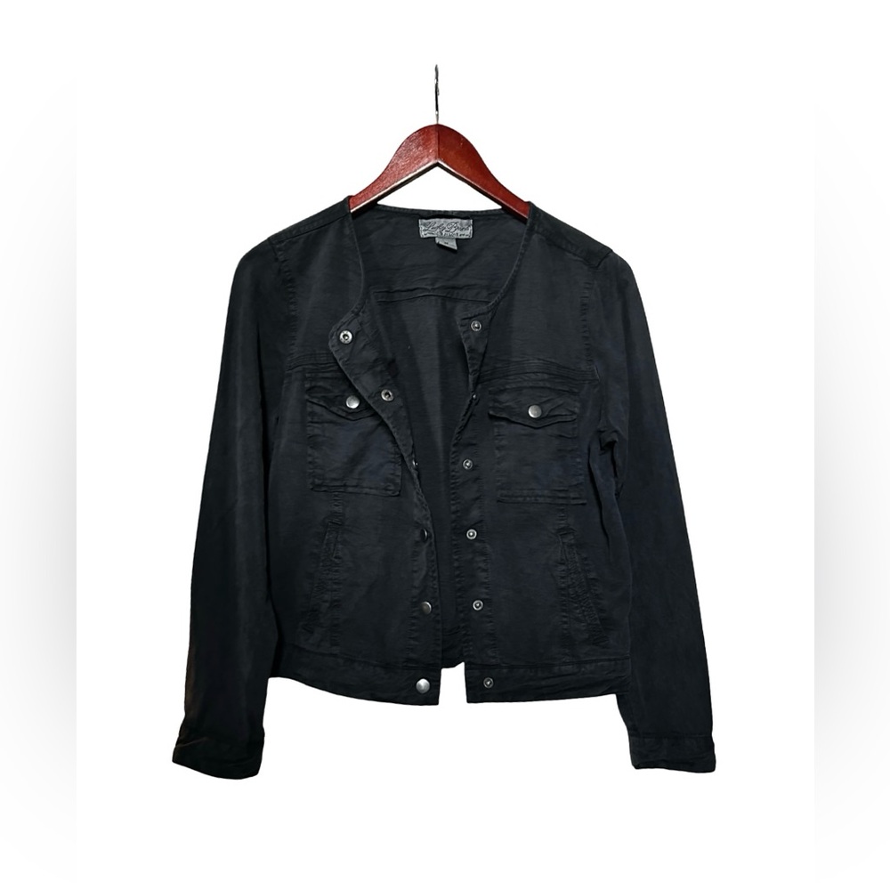 Lucky Brand LIVE IN LOVE Utility Jacket 100% LYOCELL Black Fade WOMEN’S Size M